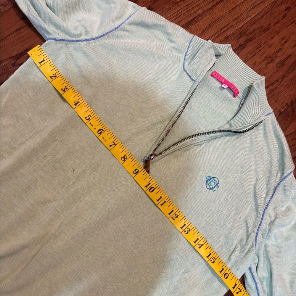 Peter Millar Women’s Silk Cotton Quarter Zip Sweater – Mint Green – Size M
